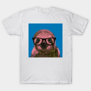 Geek Sloth in Blue Background - Print / Home Decor / Wall Art / Poster / Gift / Birthday / Sloth Lover Gift / Animal print Canvas Print T-Shirt